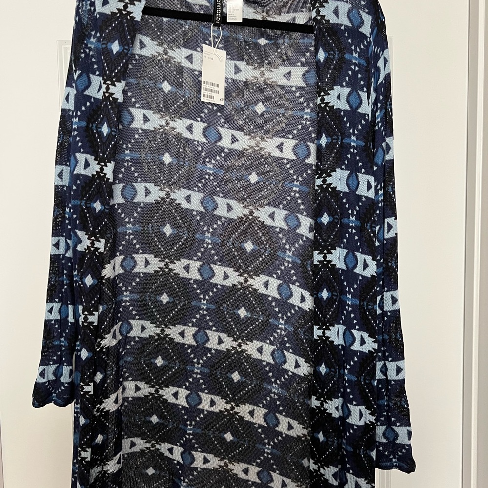 Aztec print sheer cardigan